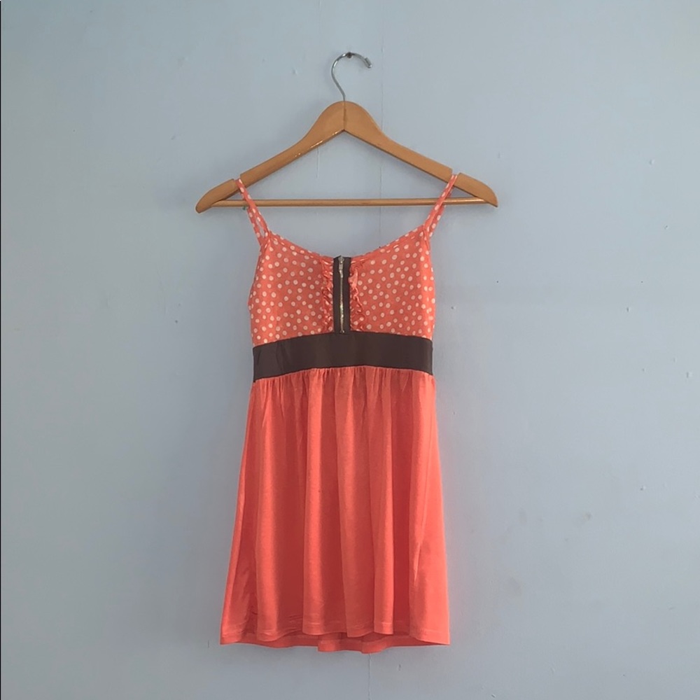Dress shirt, coral polkadot with zipper